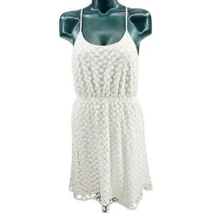Annabella White Floral Lace Cami Mini Dress Western Boho Bohemian romantic M